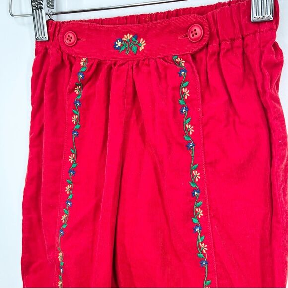 NWT Baby Gap Red Corduroy Floral Embroidered Pants Large 12-18 Months - Picture 2 of 5